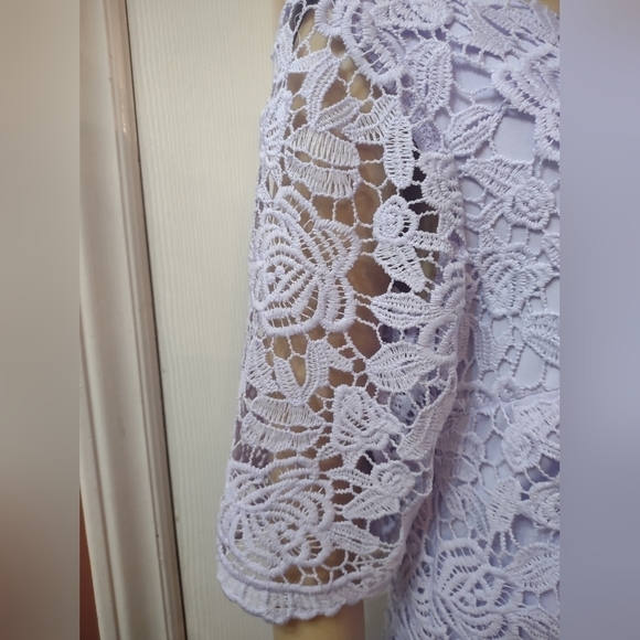 Sandra Darren women's size 8 light purple layered knit floral dress - Picture 2 of 7